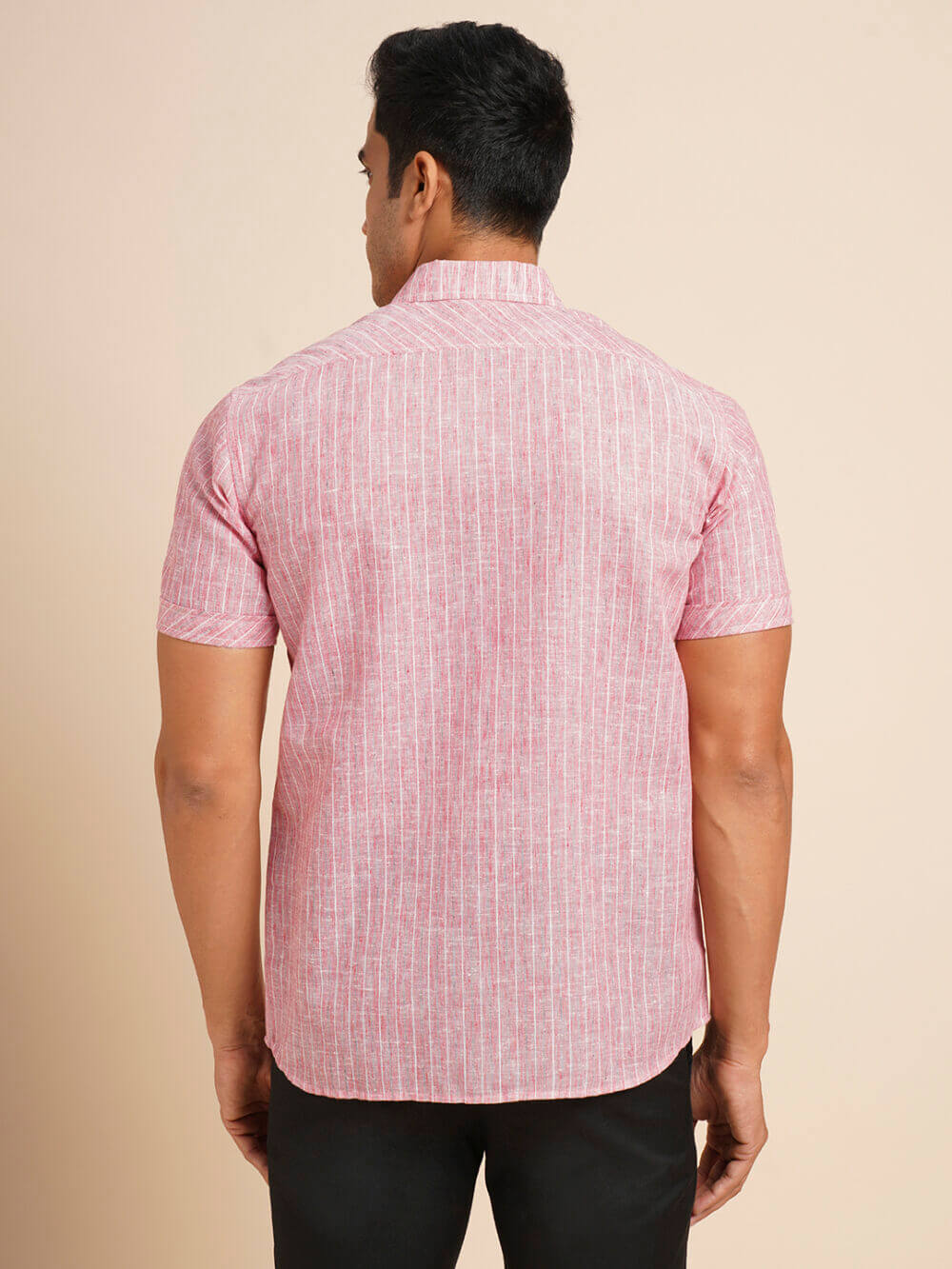 Red & white stripes cotton men half sleeve short shirt - Image 6